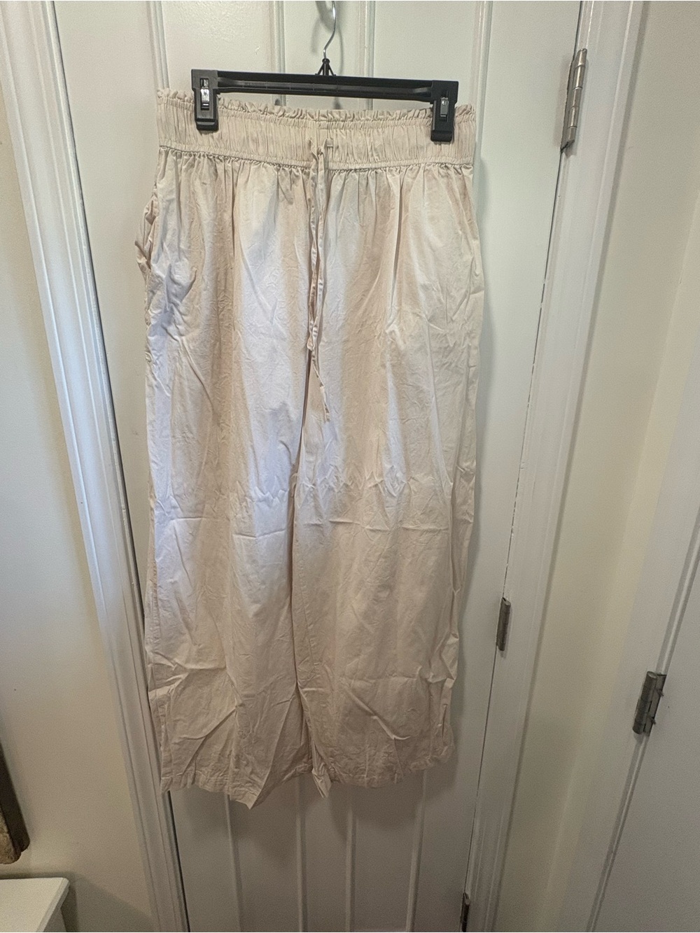 Free People Cream Elastic-Waist Wide Leg Pants - Picture 3 of 3